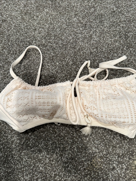 wild fable Other - wild fable Cream Lace Tie-Front Bandeau Bikini Top